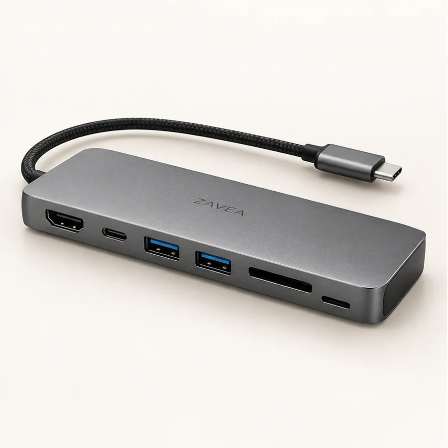 ZAVEA Hub 7 LAN — 7-in-1 Ethernet dock · 7-in-1 · Ethernet design preview