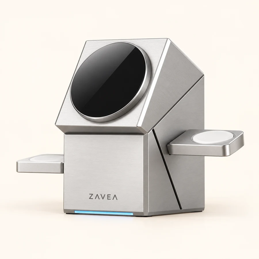 ZAVEA Cube — 15W magnetic 3-in-1 charging dock · 3-in-1 · Silver design preview