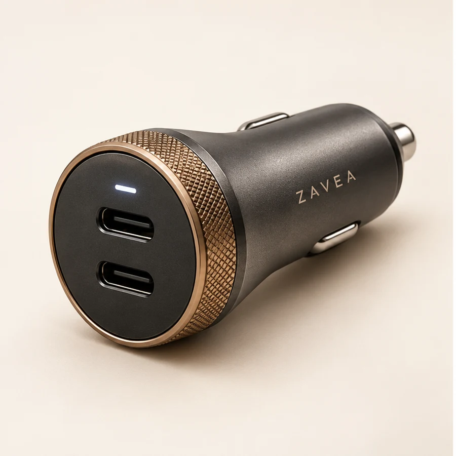 ZAVEA Drive Duo — Dual-port car charger · 65W design preview