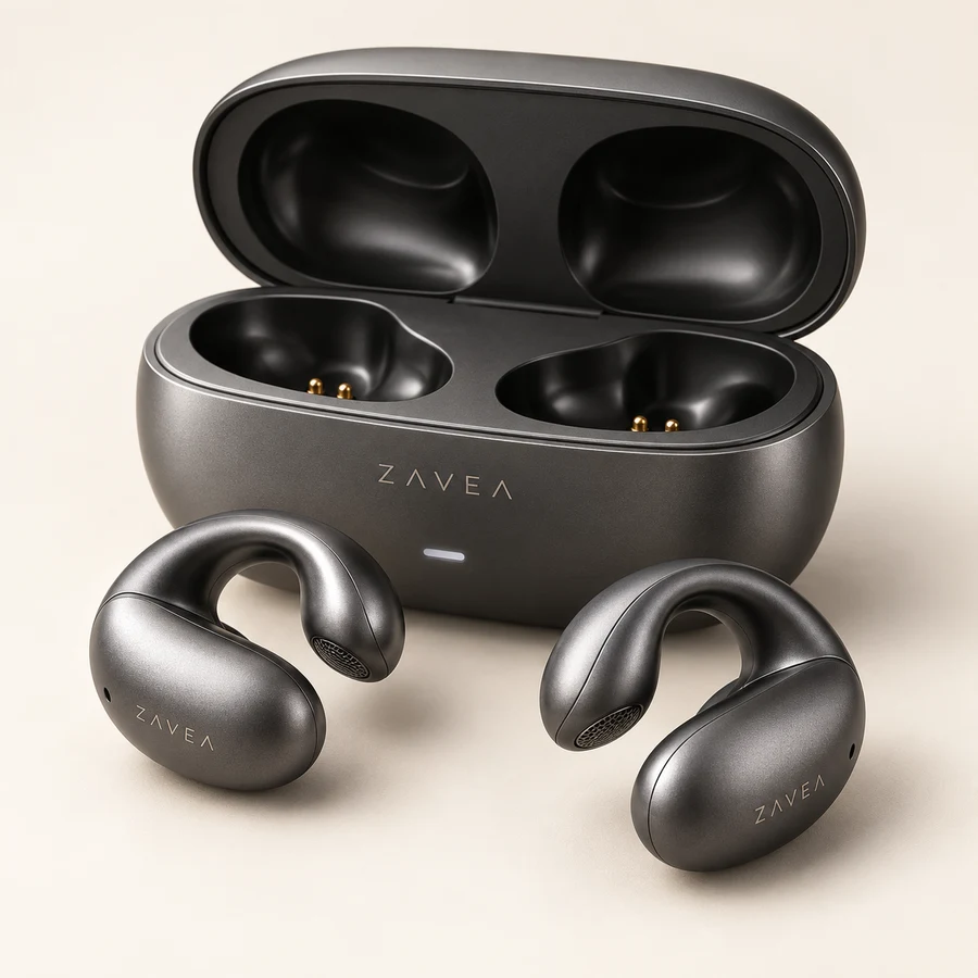 ZAVEA Open Clip — Open-ear clip-on earbuds · Silver design preview
