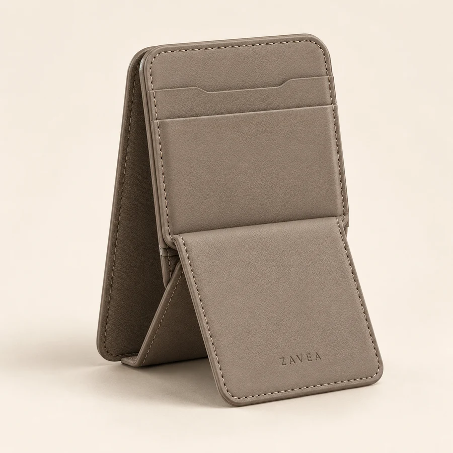 ZAVEA Pocket Stand — Folding magnetic card wallet · 3-card · Graphite design preview