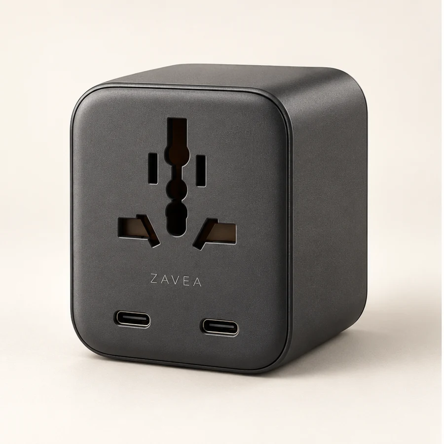 ZAVEA Travel — Universal charging adapter · 65W design preview