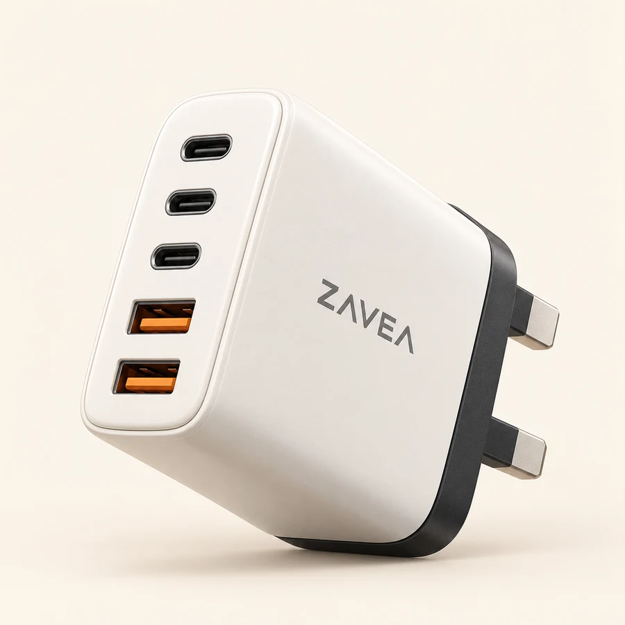 ZAVEA Station Five — 27W total 5-port wall charger · 27W combined · 3 USB-C + 2 USB-A design preview