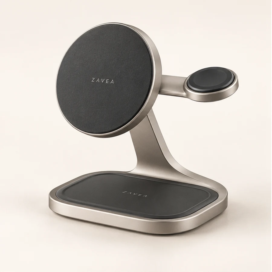 ZAVEA Stand 3 — 15W phone · 3-in-1 wireless dock · Dock only design preview